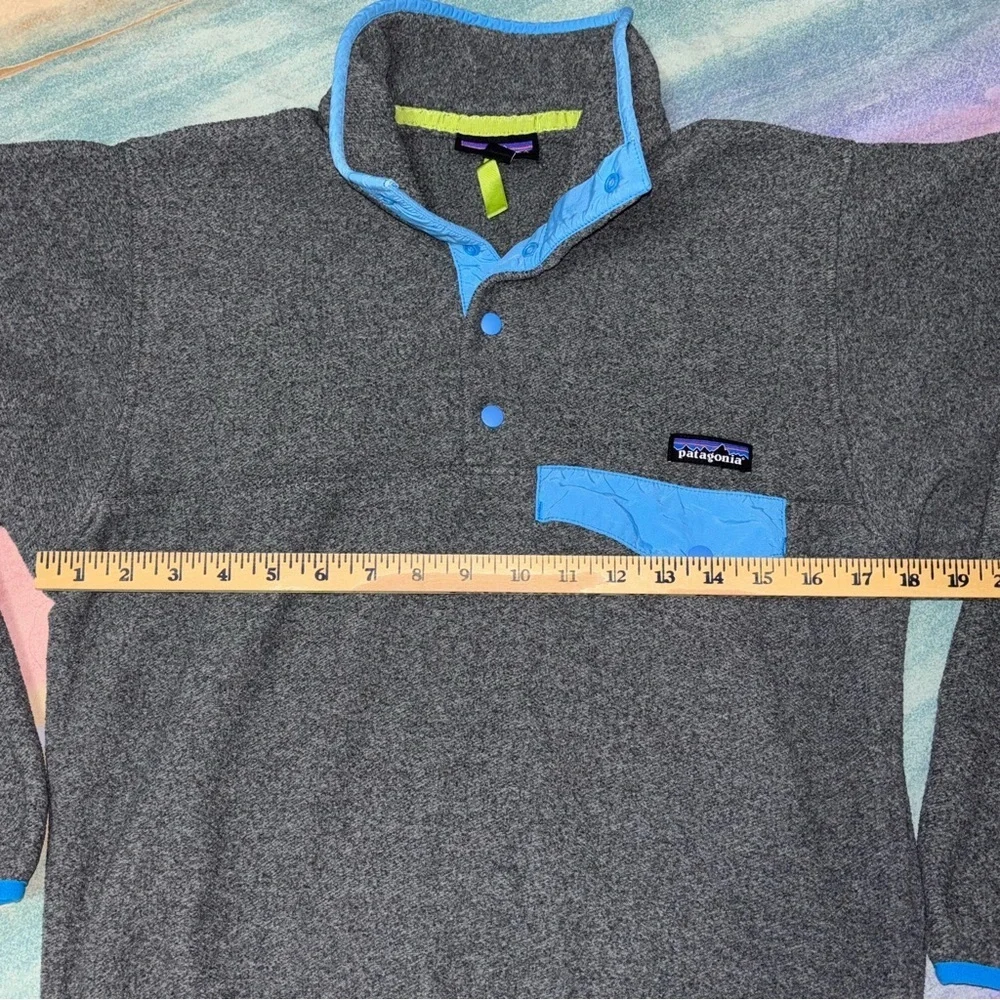 Vintage Patagonia Mens XS Synchilla Snap T Fleece Pullover Gray blue